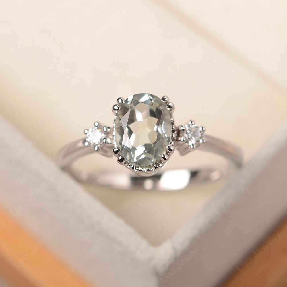 Vintage Oval Green Amethyst Engagement Ring - LUO Jewelry