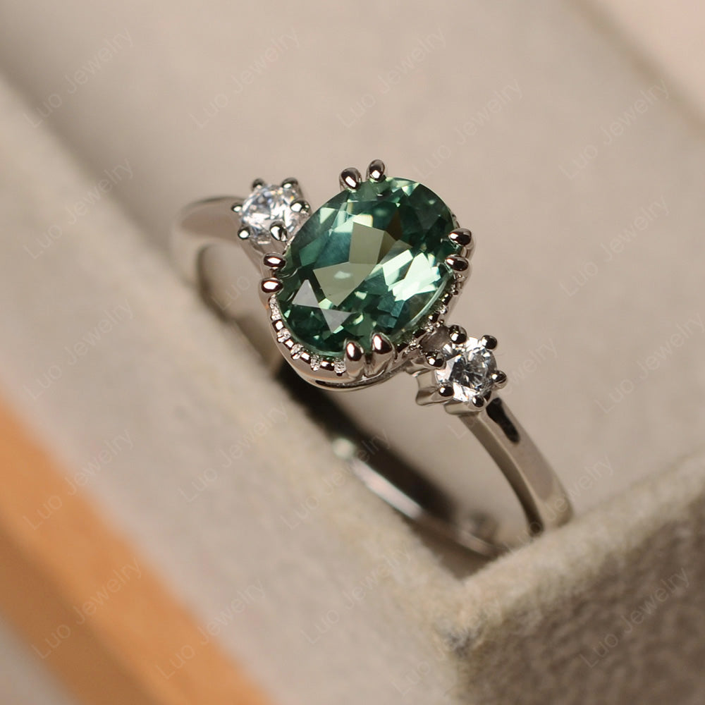 Vintage Oval Green Sapphire Engagement Ring - LUO Jewelry