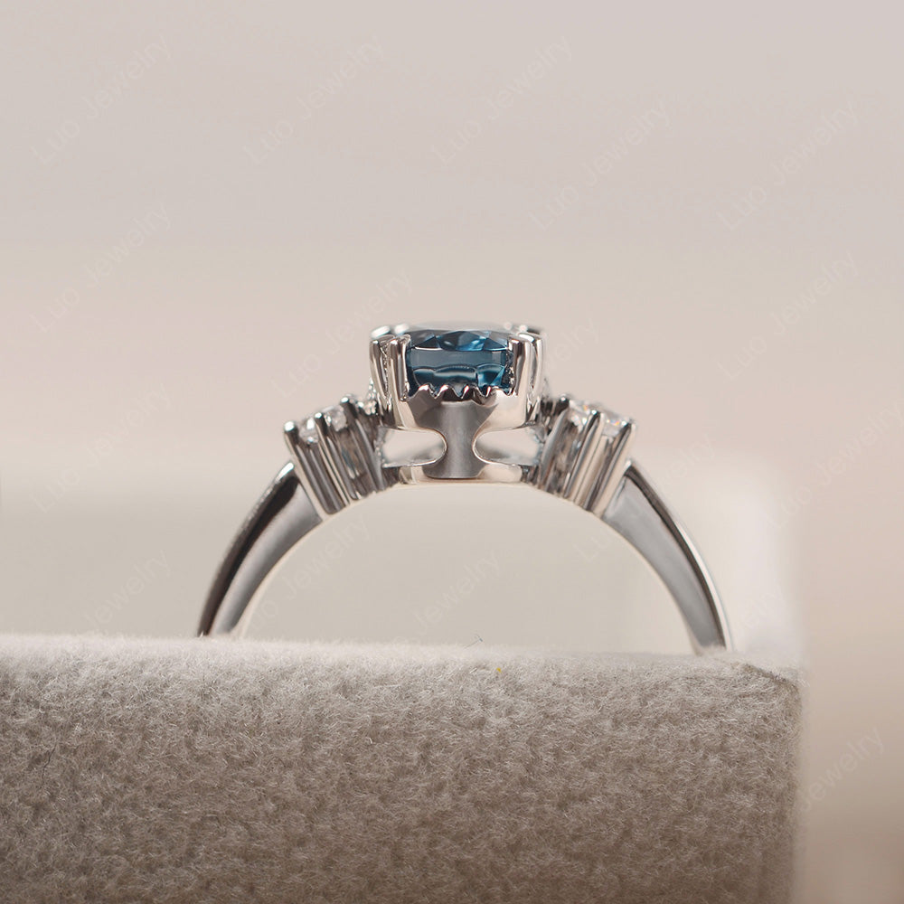 Vintage Oval London Blue Topaz Engagement Ring - LUO Jewelry