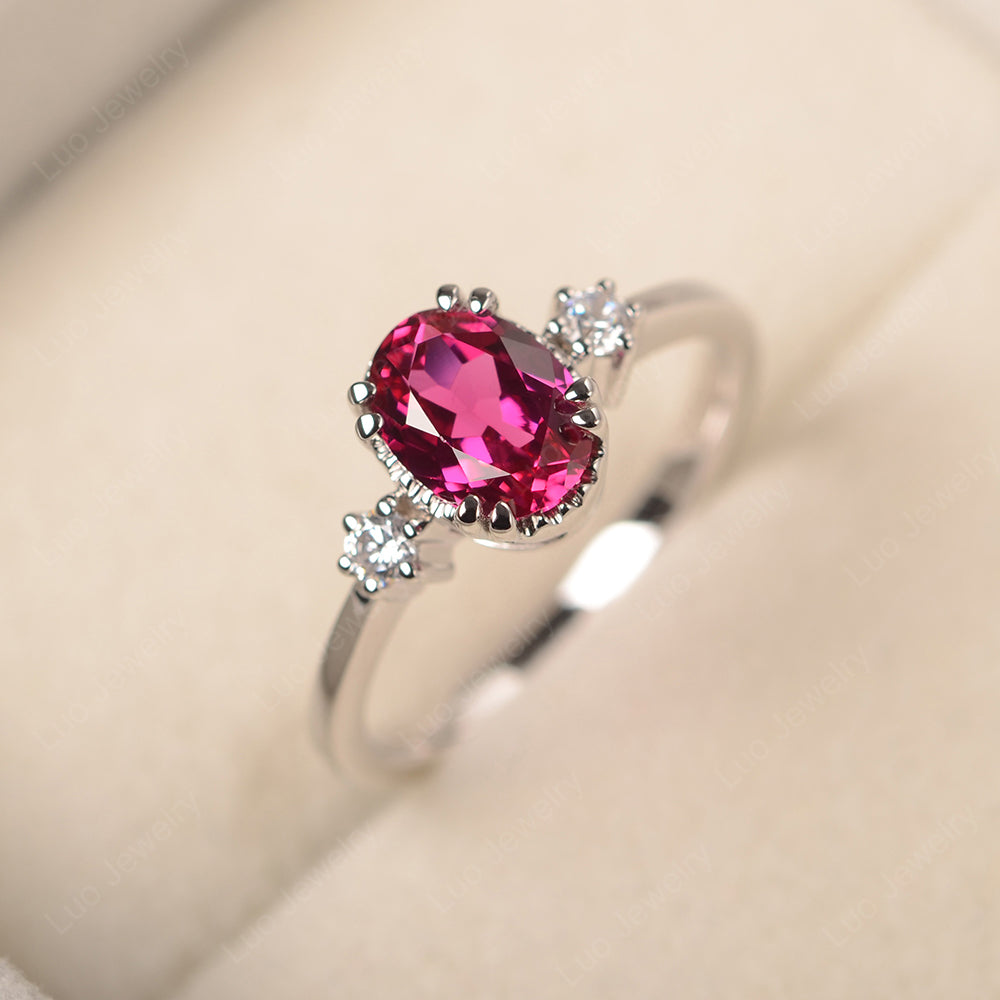 Vintage Oval Ruby Engagement Ring - LUO Jewelry