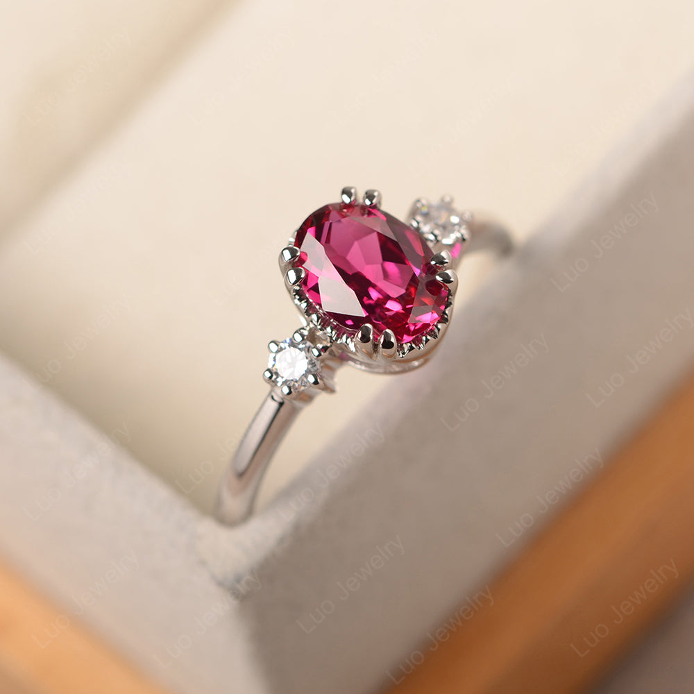 Vintage Oval Ruby Engagement Ring - LUO Jewelry
