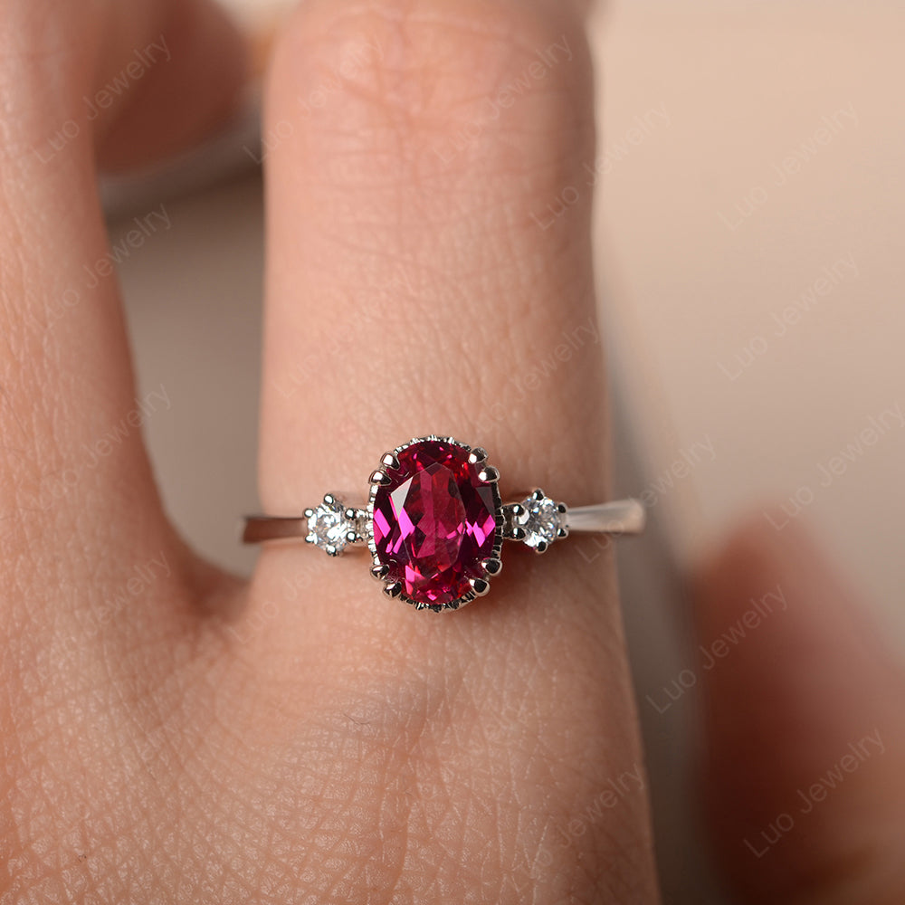 Vintage Oval Ruby Engagement Ring - LUO Jewelry