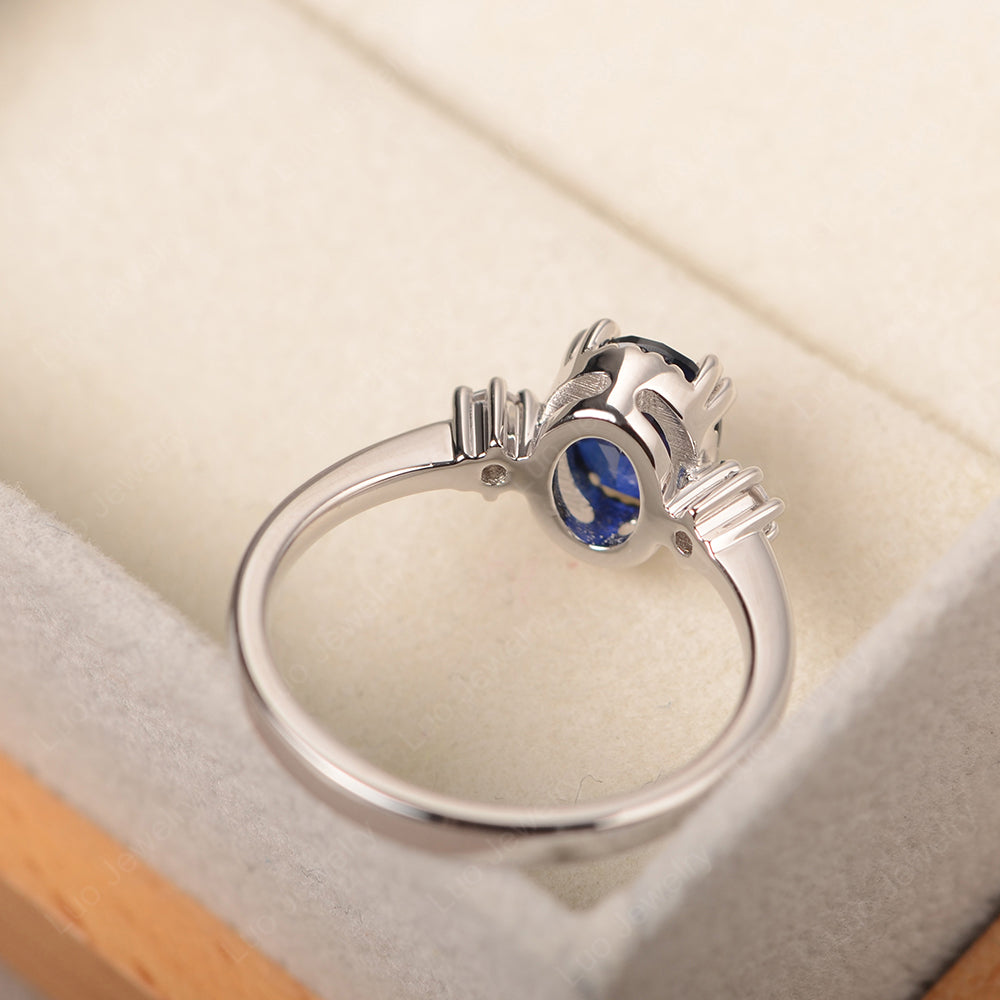 Vintage Oval Lab Sapphire Engagement Ring - LUO Jewelry