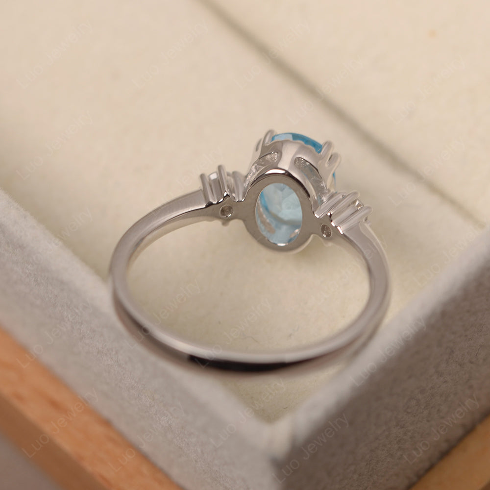 Vintage Oval Swiss Blue Topaz Engagement Ring - LUO Jewelry