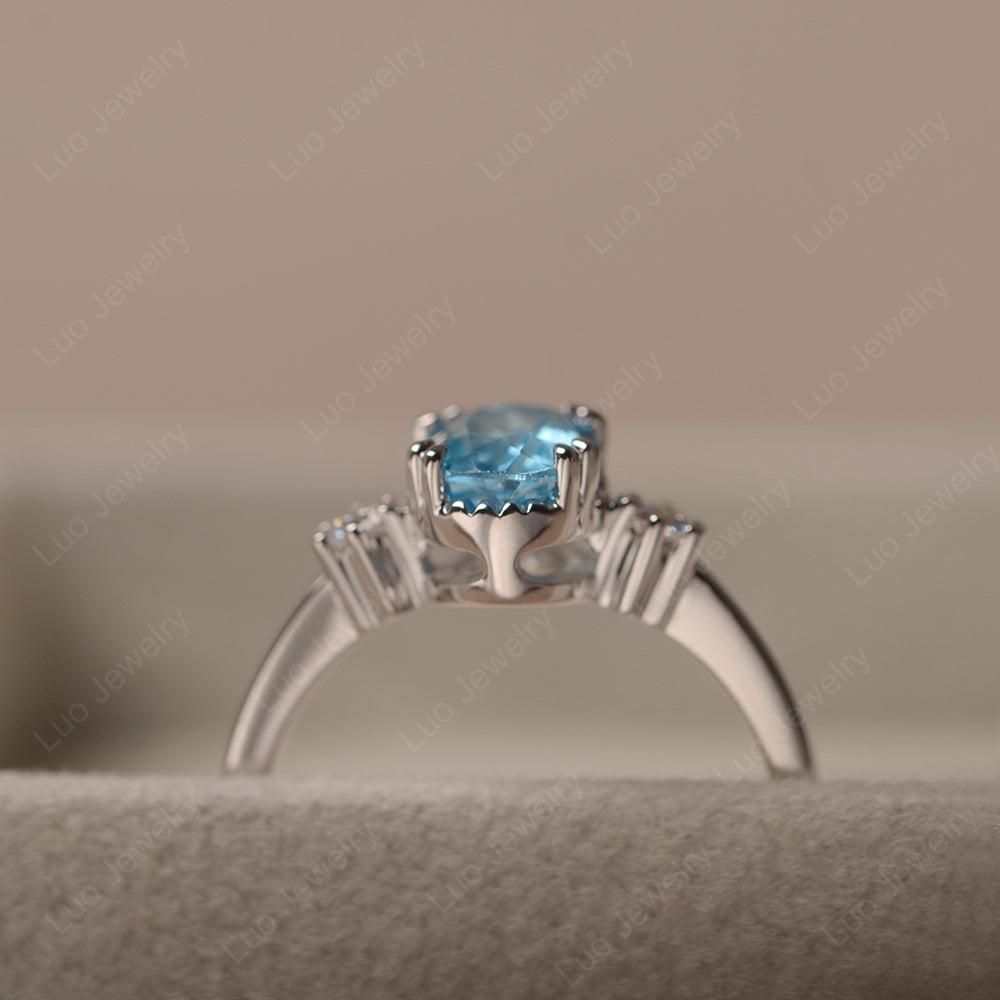Vintage Oval Swiss Blue Topaz Engagement Ring - LUO Jewelry