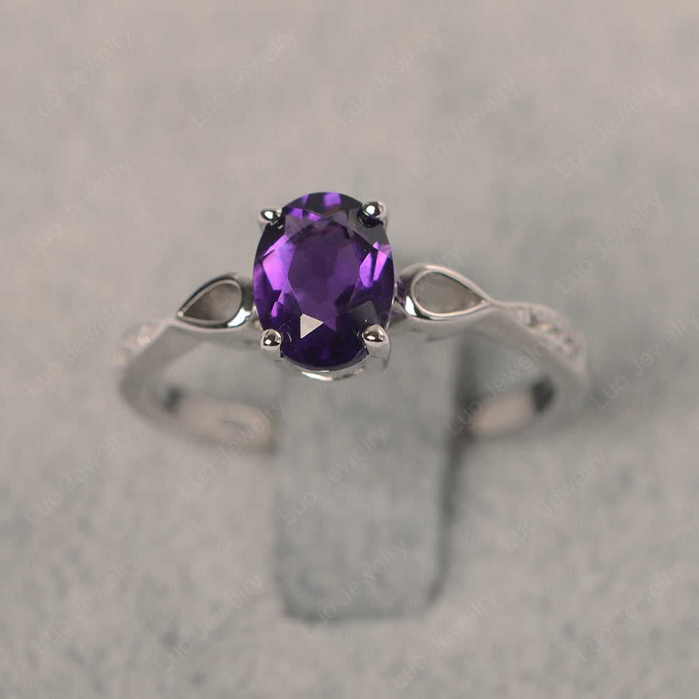 Oval Amethyst Promise Ring Yellow Gold - LUO Jewelry
