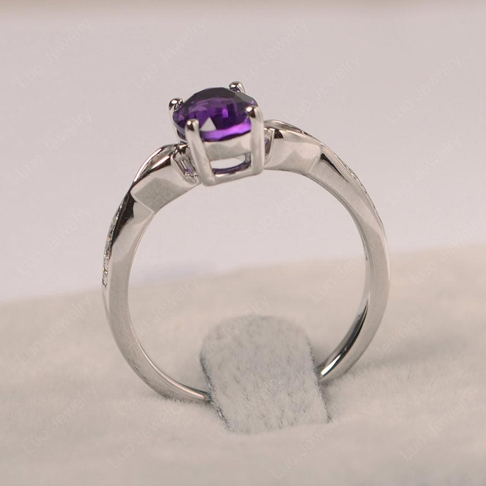 Oval Amethyst Promise Ring Yellow Gold - LUO Jewelry