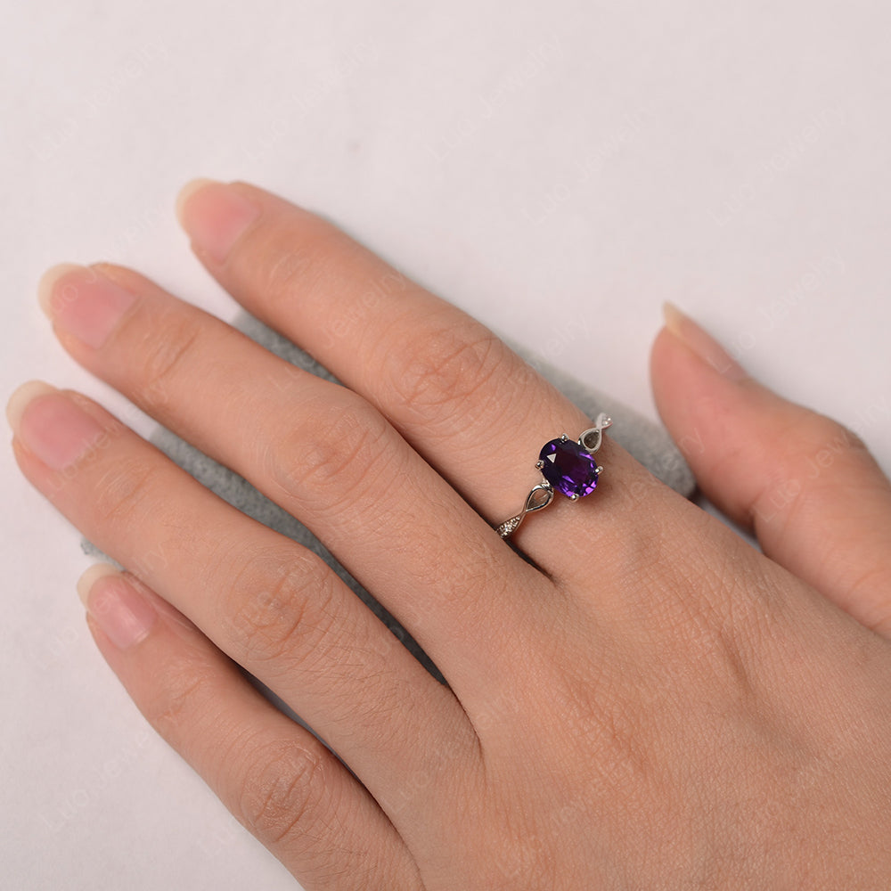 Oval Amethyst Promise Ring Yellow Gold - LUO Jewelry