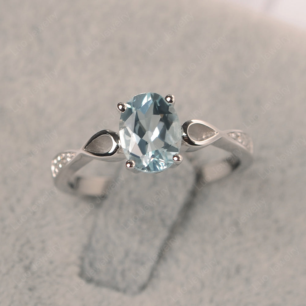 Oval Aquamarine Promise Ring Yellow Gold - LUO Jewelry