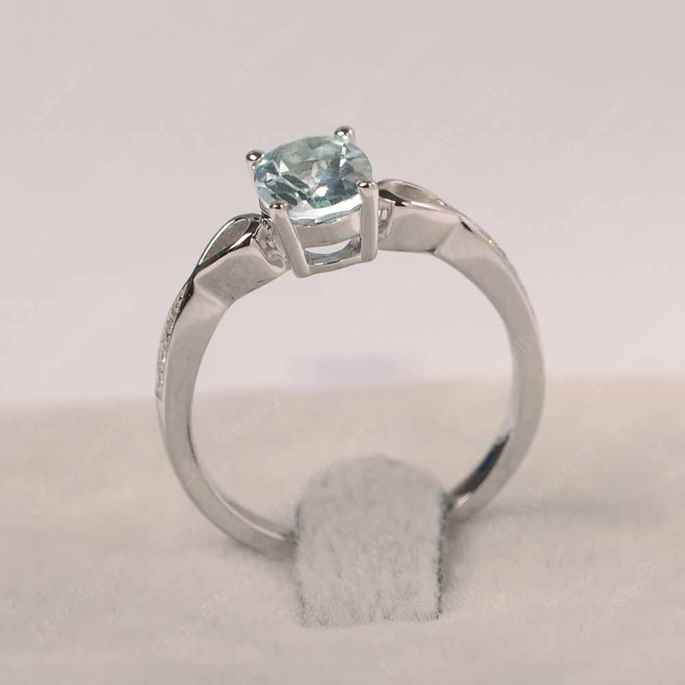 Oval Aquamarine Promise Ring Yellow Gold - LUO Jewelry