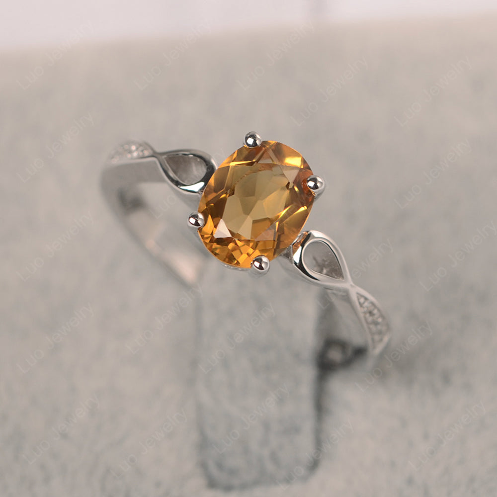 Oval Citrine Promise Ring Yellow Gold - LUO Jewelry