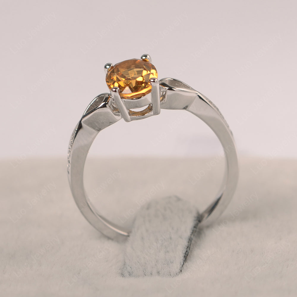 Oval Citrine Promise Ring Yellow Gold - LUO Jewelry