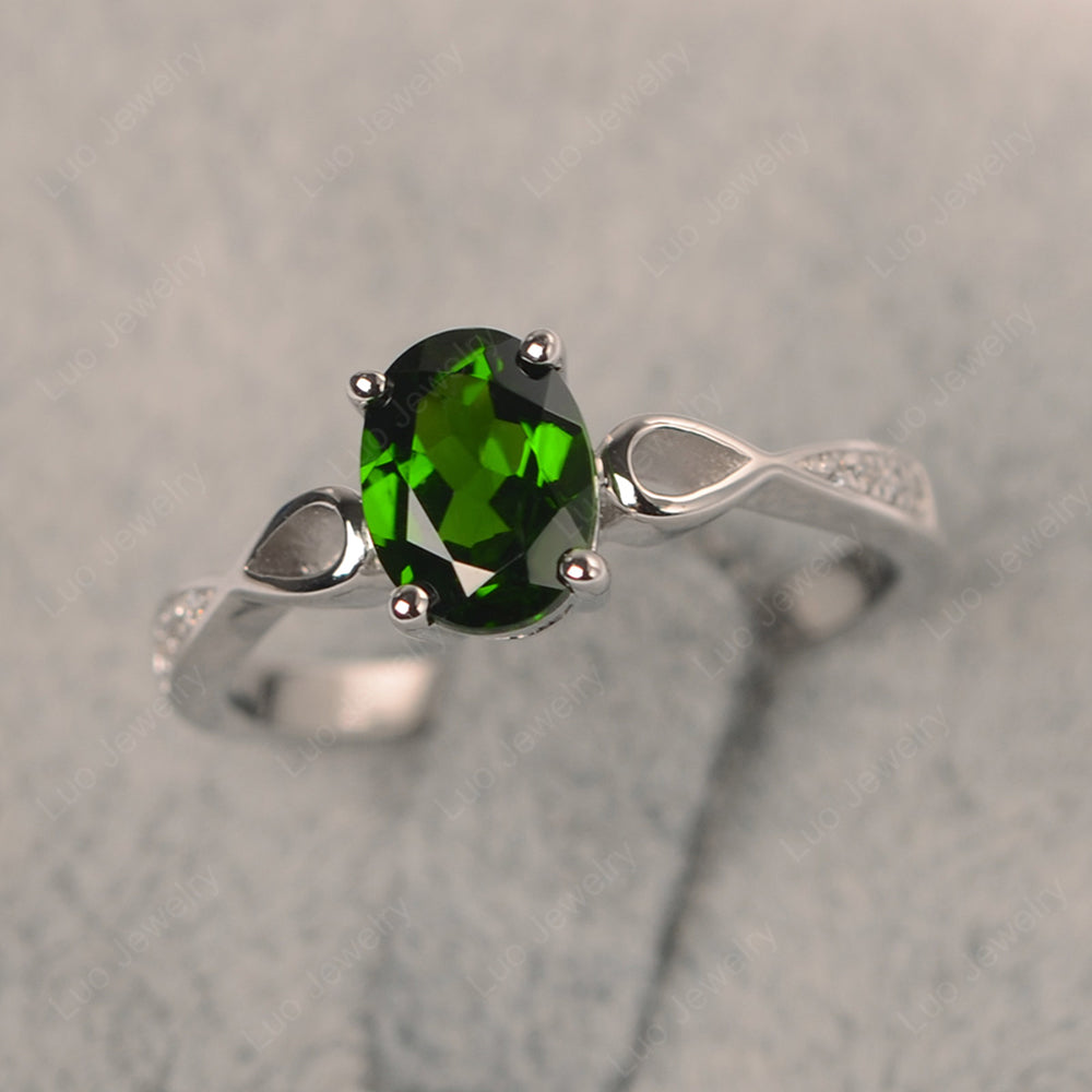 Oval Diopside Promise Ring Yellow Gold - LUO Jewelry