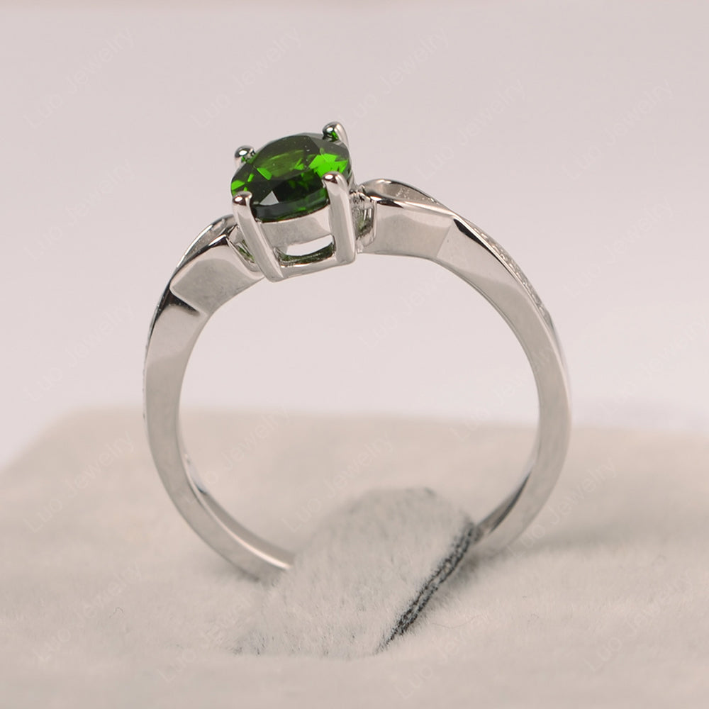 Oval Diopside Promise Ring Yellow Gold - LUO Jewelry