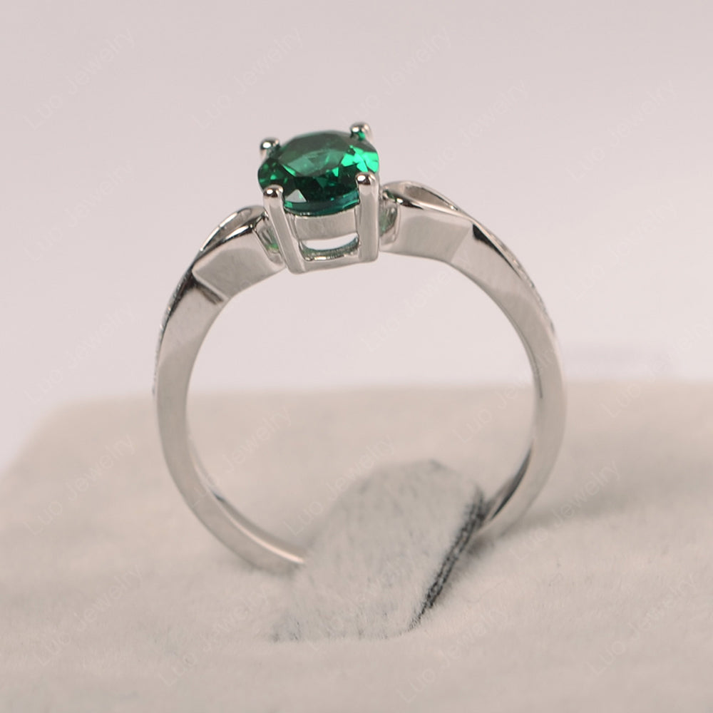Oval Lab Emerald Promise Ring Yellow Gold - LUO Jewelry