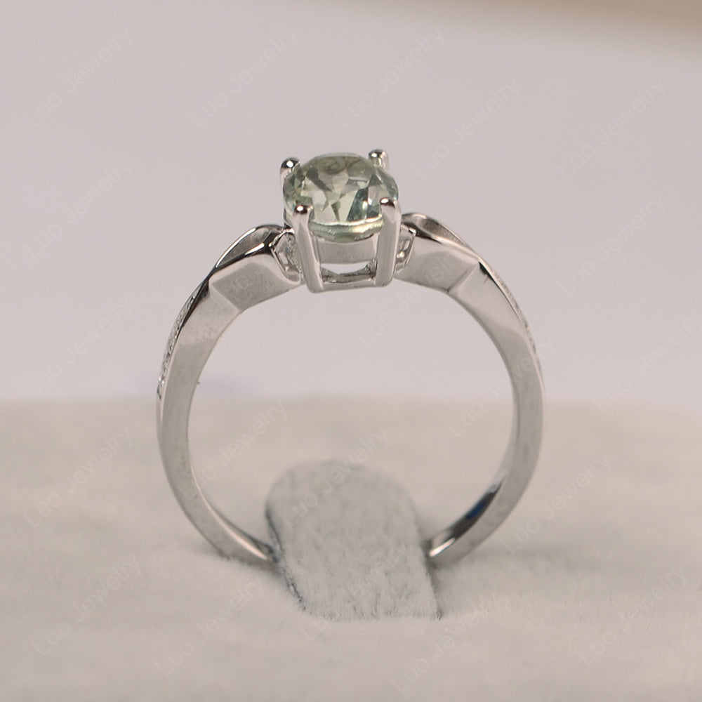 Oval Green Amethyst Promise Ring Yellow Gold - LUO Jewelry