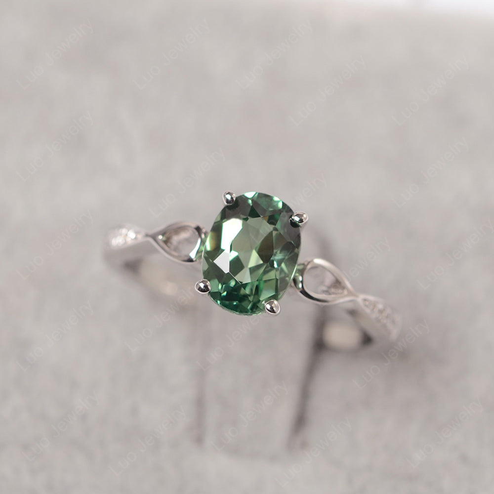 Oval Green Sapphire Promise Ring Yellow Gold - LUO Jewelry