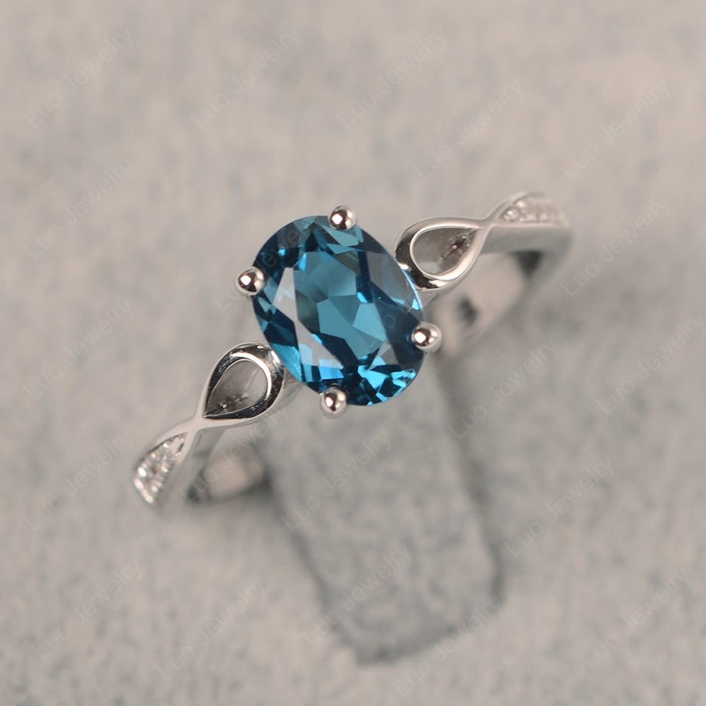 Oval London Blue Topaz Promise Ring Yellow Gold - LUO Jewelry