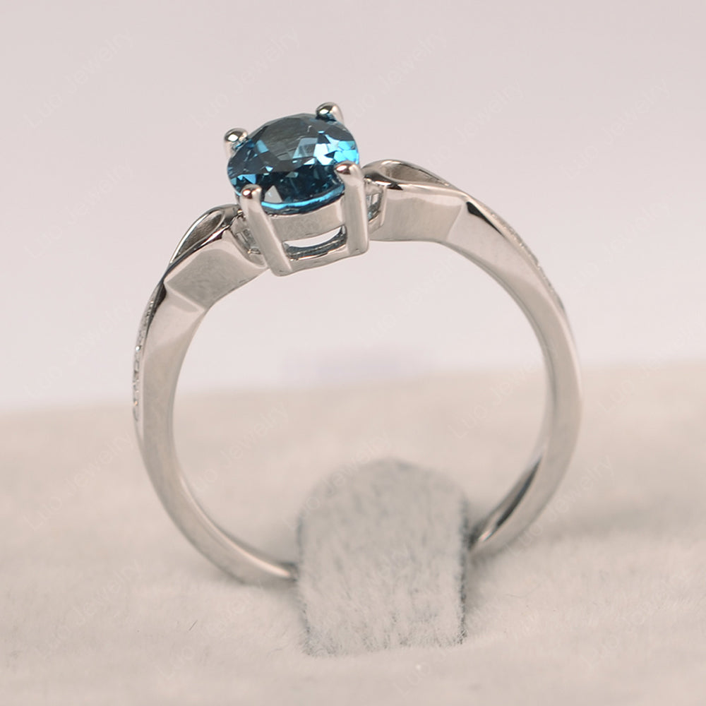 Oval London Blue Topaz Promise Ring Yellow Gold - LUO Jewelry