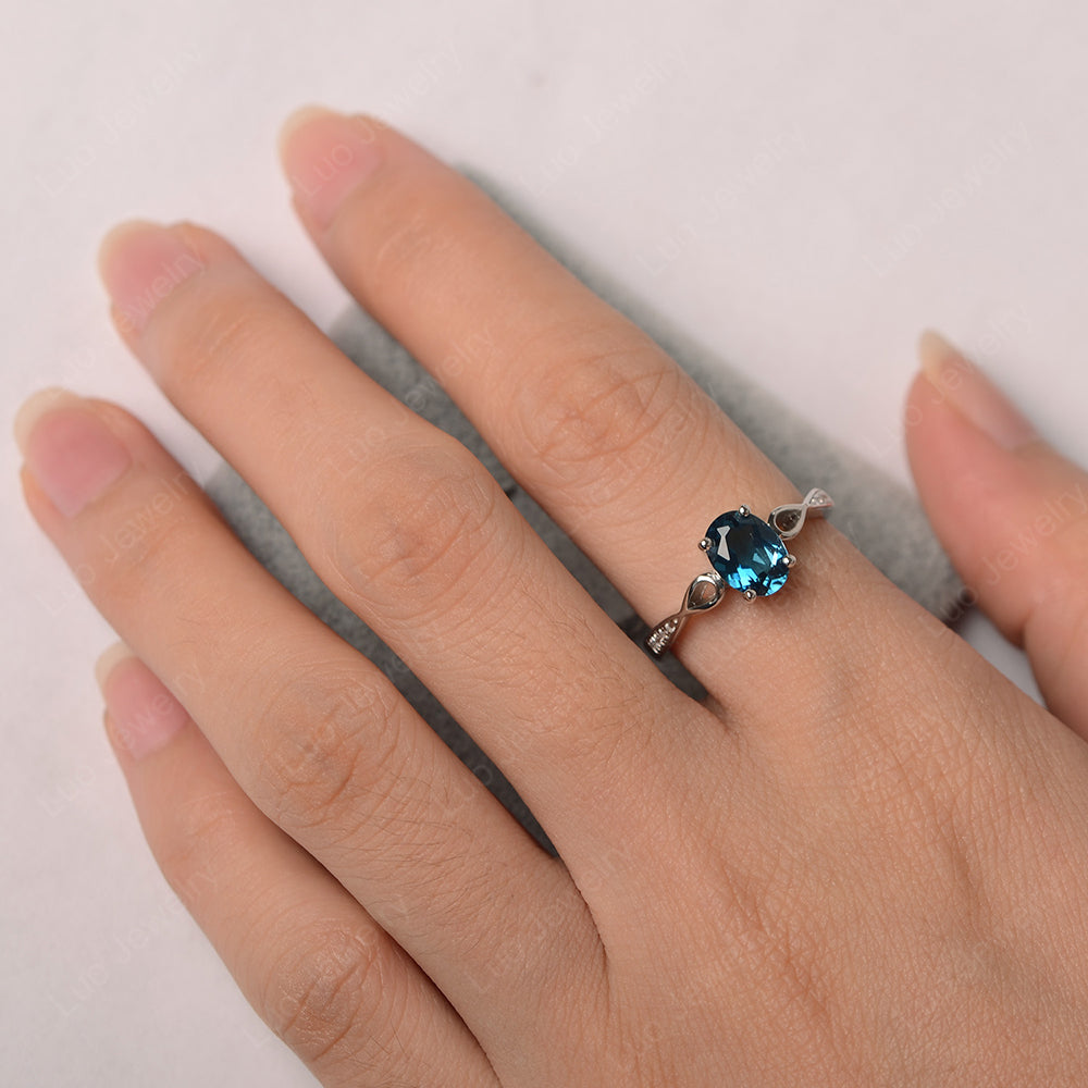 Oval London Blue Topaz Promise Ring Yellow Gold - LUO Jewelry