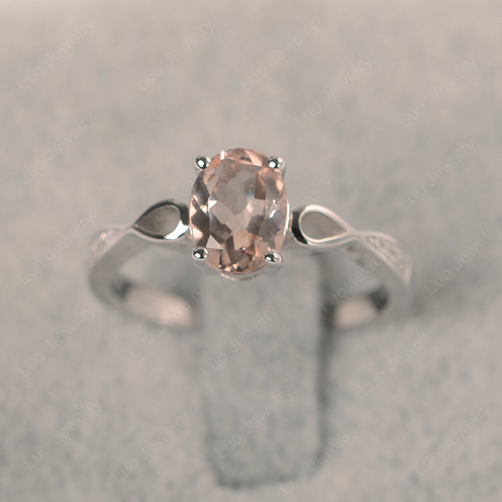 Oval Morganite Promise Ring Yellow Gold - LUO Jewelry