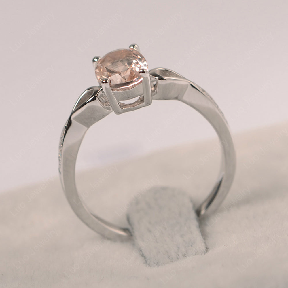 Oval Morganite Promise Ring Yellow Gold - LUO Jewelry