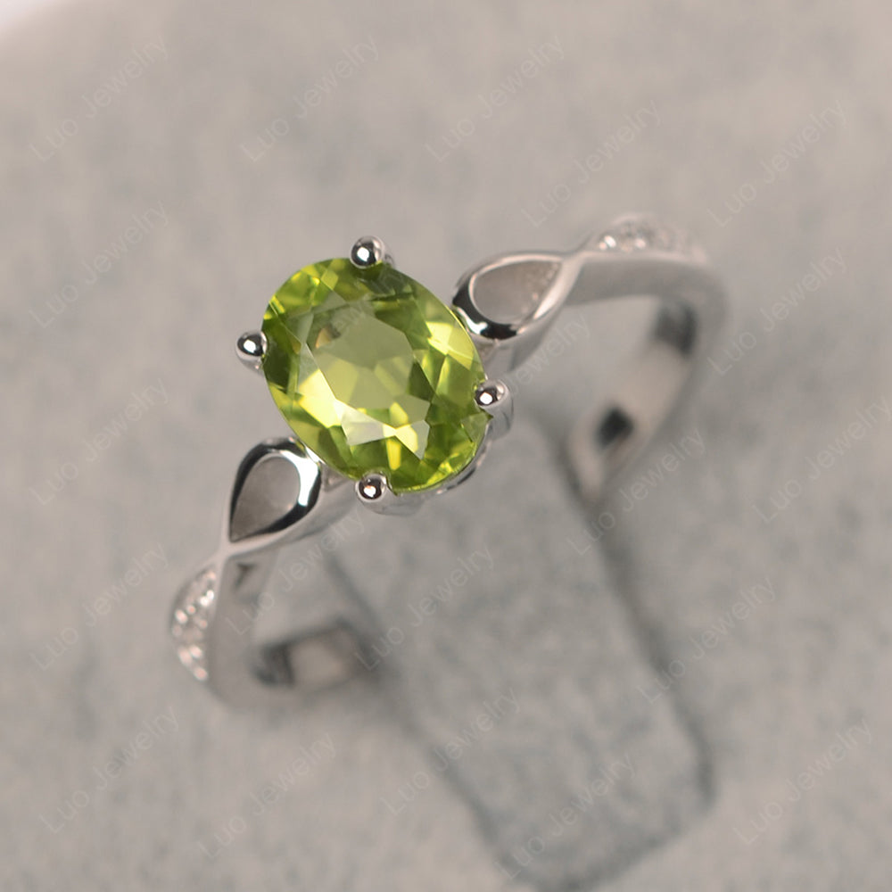 Oval Peridot Promise Ring Yellow Gold - LUO Jewelry