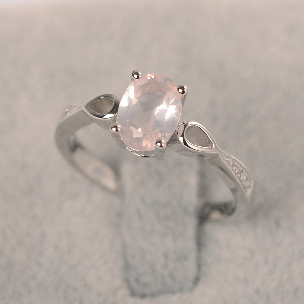 Oval Rose Quartz Promise Ring Yellow Gold - LUO Jewelry