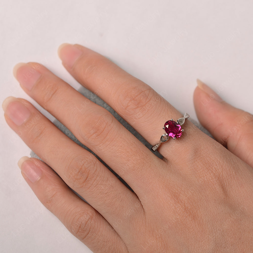 Oval Ruby Promise Ring Yellow Gold - LUO Jewelry