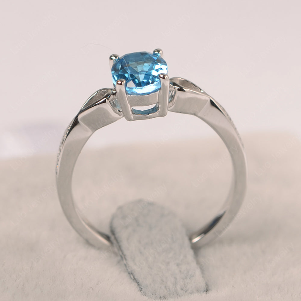 Oval Swiss Blue Topaz Promise Ring Yellow Gold - LUO Jewelry