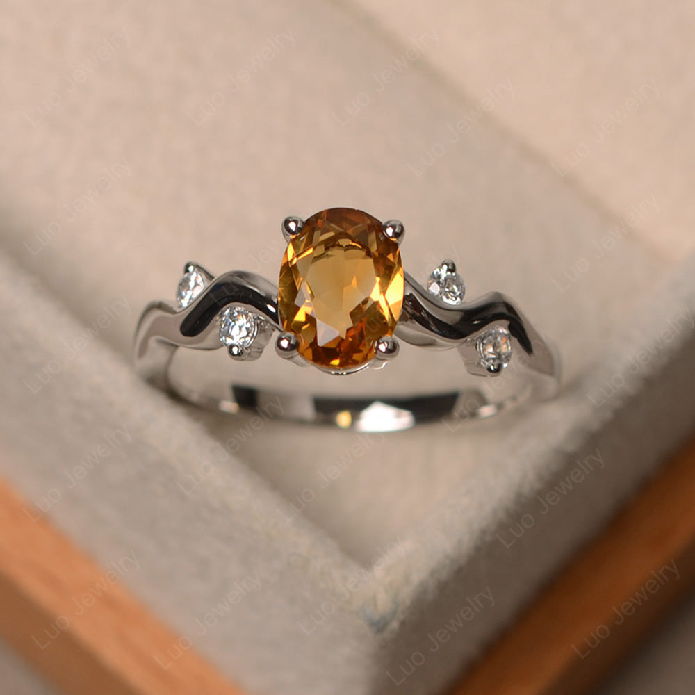 Oval Eccentric Citrine Ring Yellow Gold - LUO Jewelry