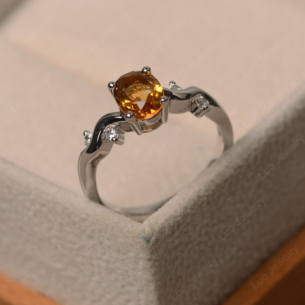 Oval Eccentric Citrine Ring Yellow Gold - LUO Jewelry