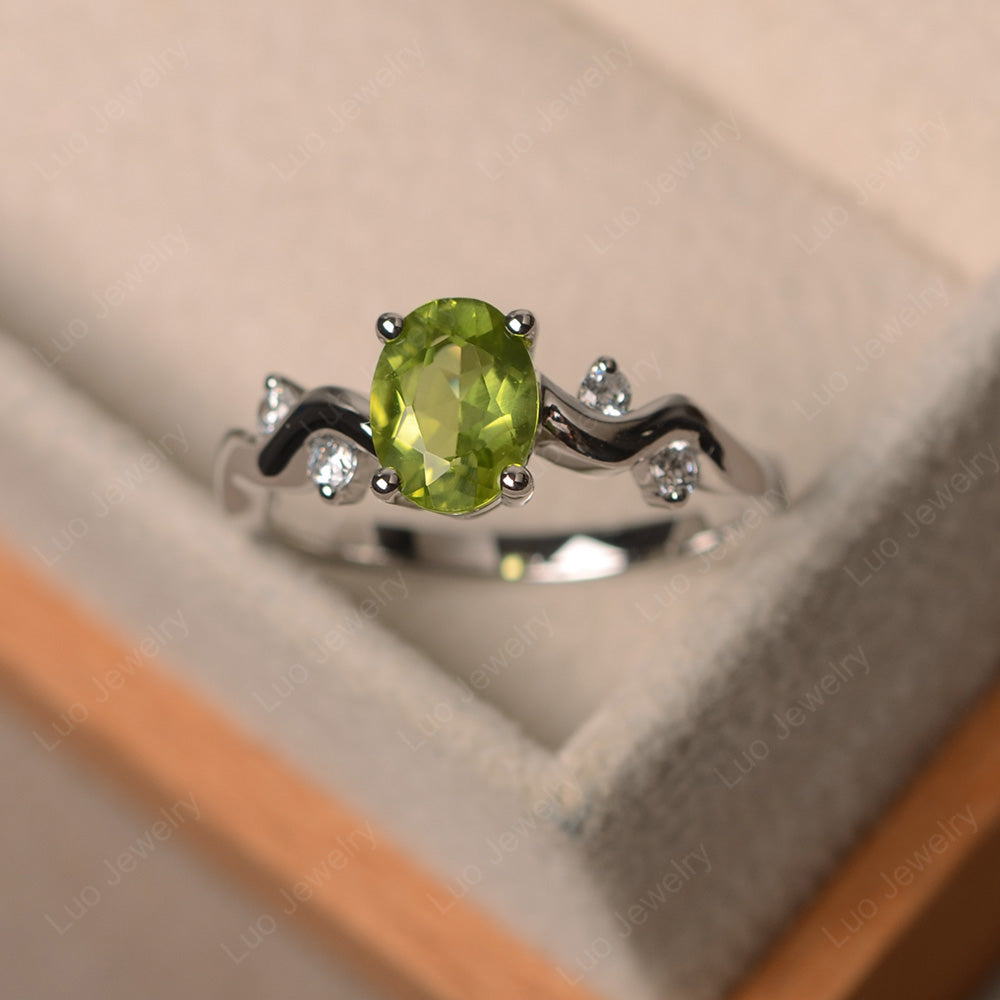 Oval Eccentric Peridot Ring Yellow Gold - LUO Jewelry