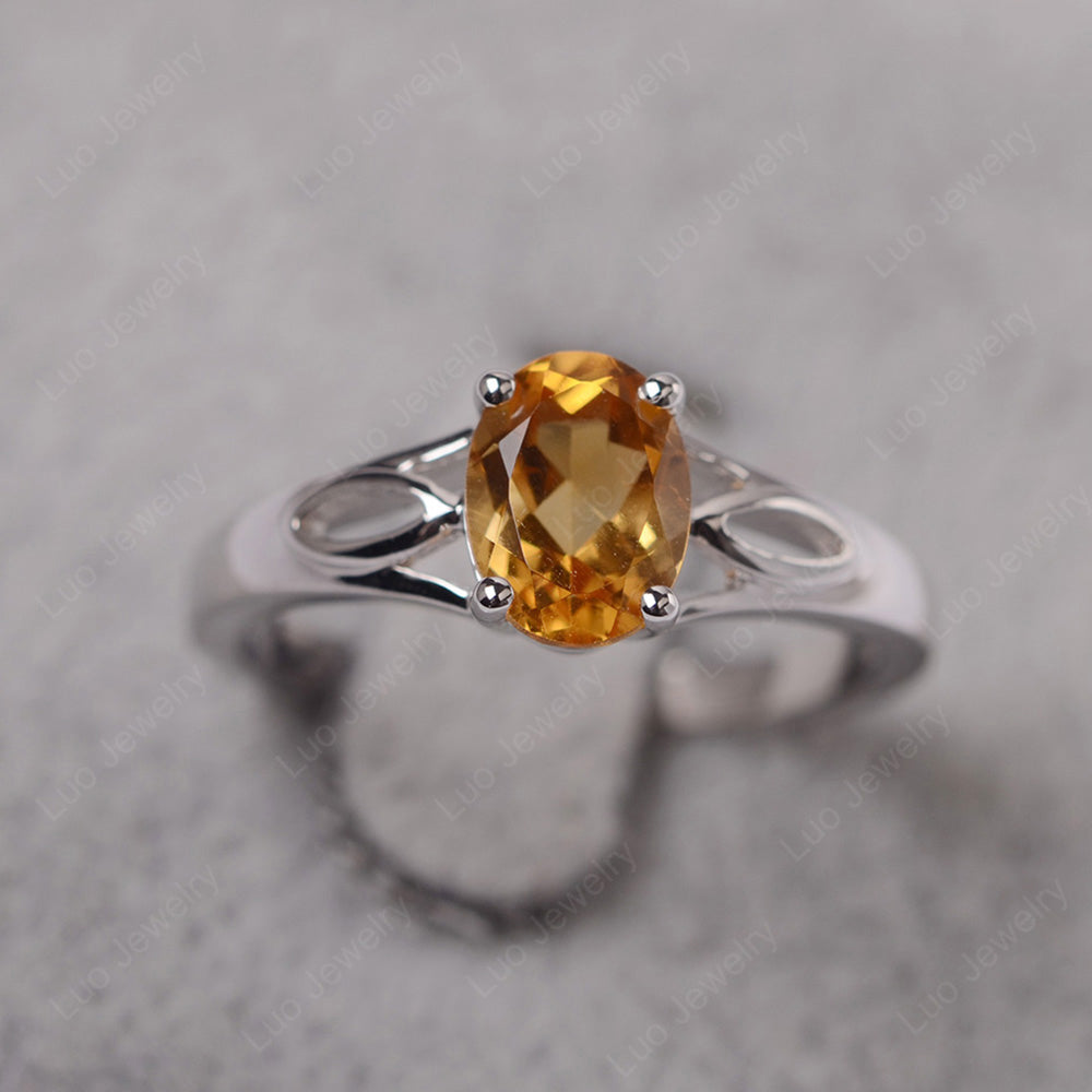 Citrine Solitaire Ring Oval Cut Sterling Silver - LUO Jewelry
