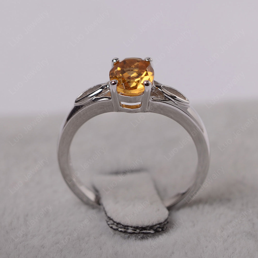 Citrine Solitaire Ring Oval Cut Sterling Silver - LUO Jewelry