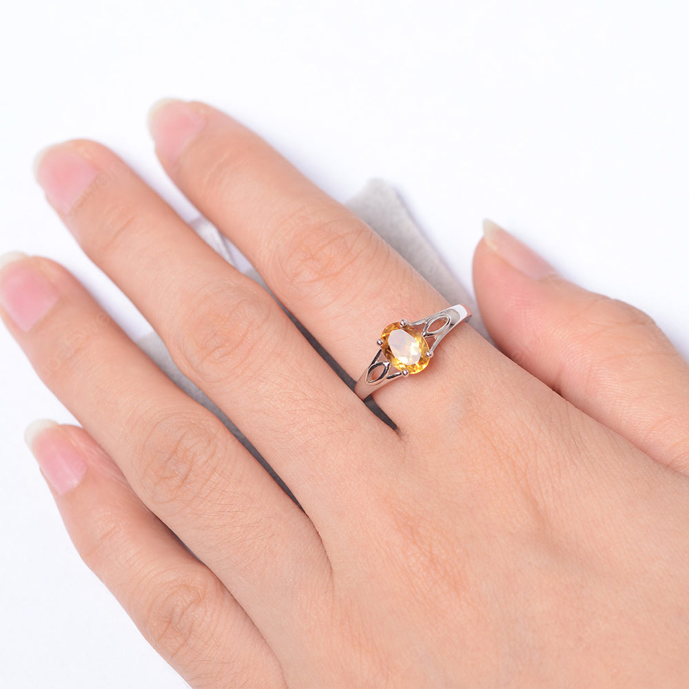 Citrine Solitaire Ring Oval Cut Sterling Silver - LUO Jewelry