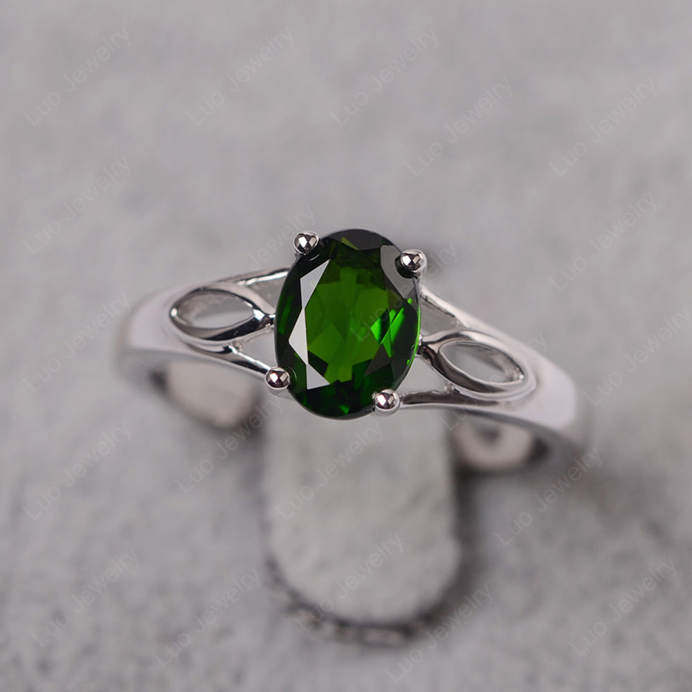 Diopside Solitaire Ring Oval Cut Sterling Silver - LUO Jewelry