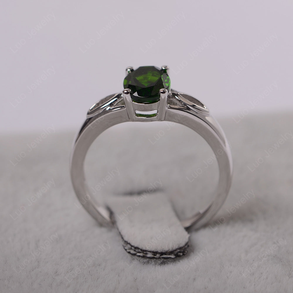 Diopside Solitaire Ring Oval Cut Sterling Silver - LUO Jewelry