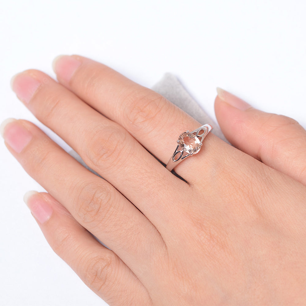 Morganite Solitaire Ring Oval Cut Sterling Silver - LUO Jewelry