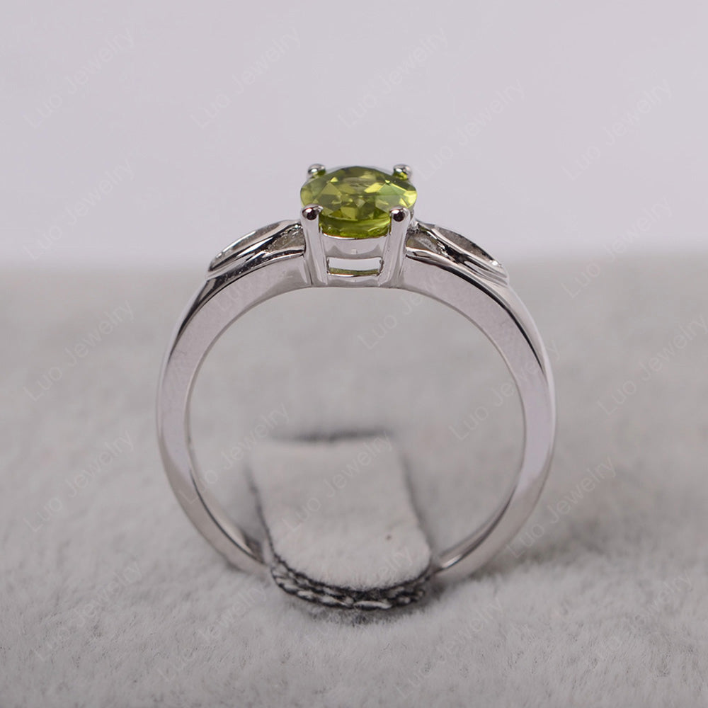 Peridot Solitaire Ring Oval Cut Sterling Silver - LUO Jewelry