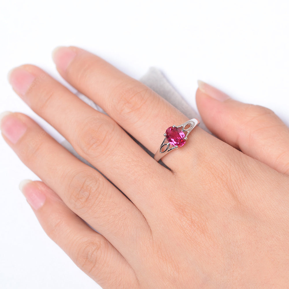 Ruby Solitaire Ring Oval Cut Sterling Silver - LUO Jewelry