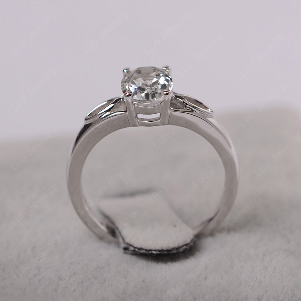 White Topaz Solitaire Ring Oval Cut Sterling Silver - LUO Jewelry