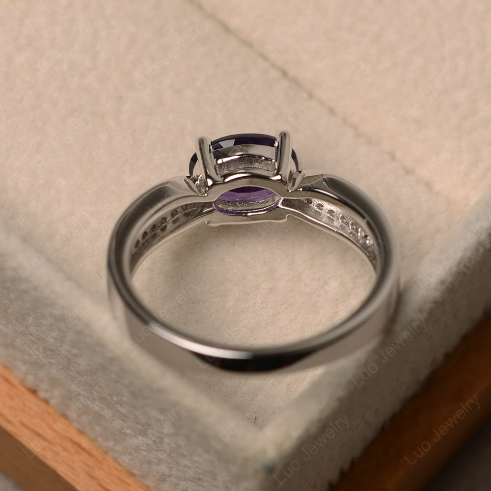 Oval Amethyst Wedding East West Ring - LUO Jewelry