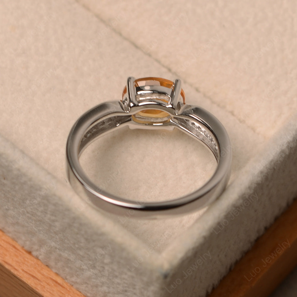 Oval Citrine Wedding East West Ring - LUO Jewelry
