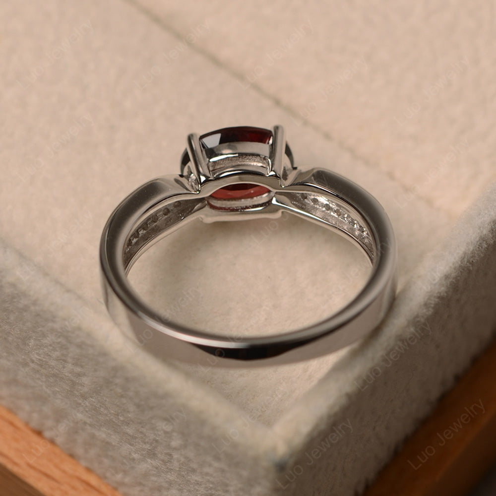 Oval Garnet Wedding East West Ring - LUO Jewelry