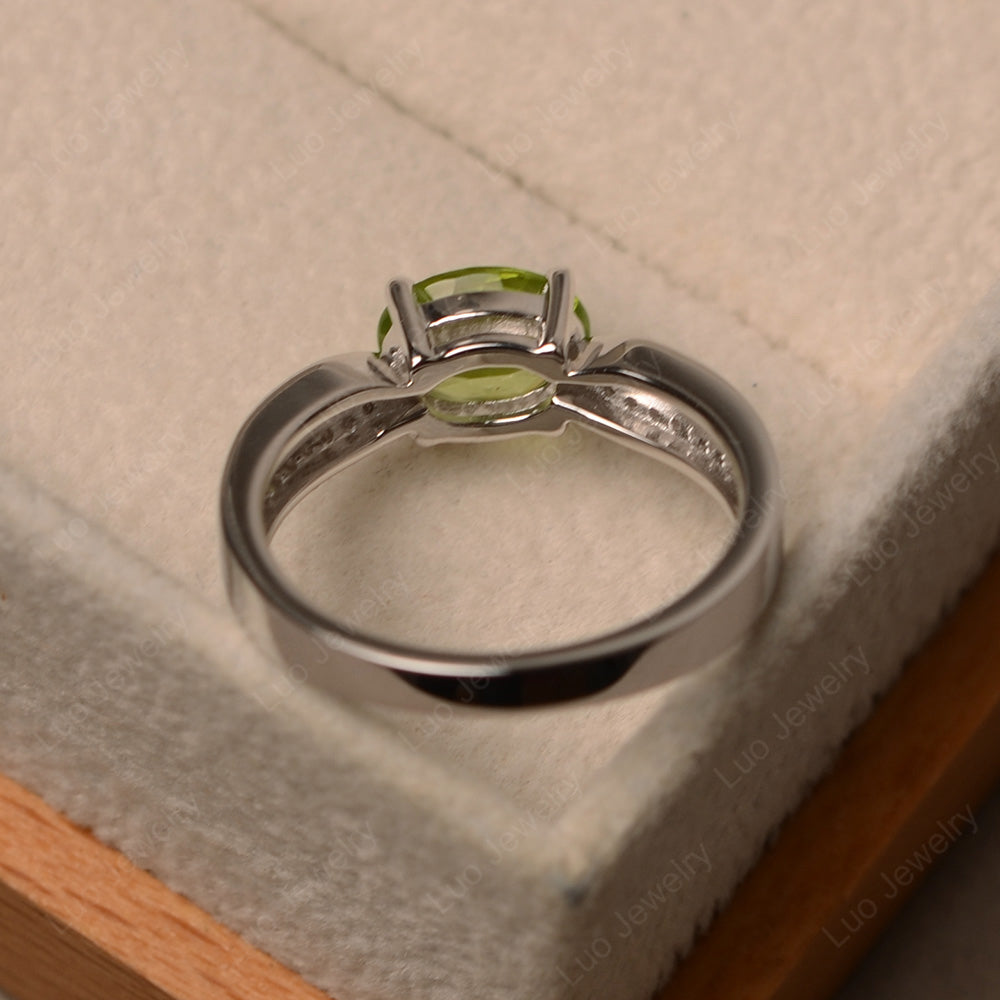 Oval Peridot Wedding East West Ring - LUO Jewelry
