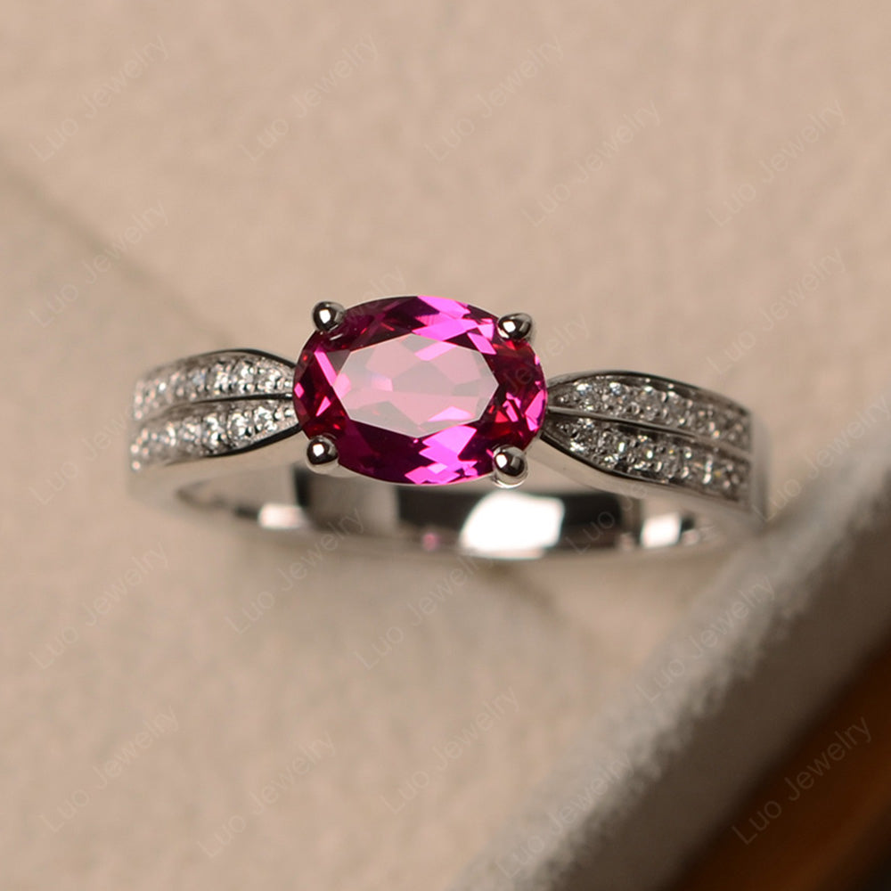 Oval Ruby Wedding East West Ring - LUO Jewelry