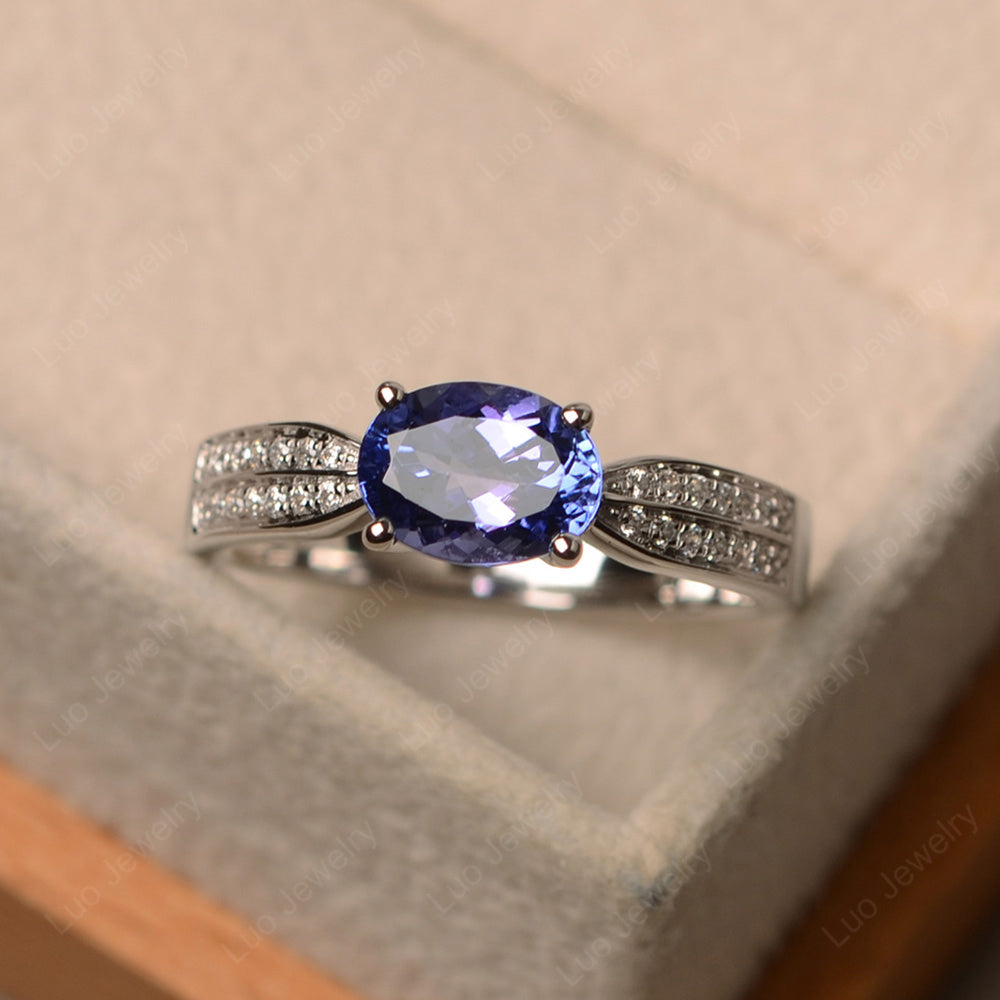 Oval Tanzanite Wedding East West Ring - LUO Jewelry