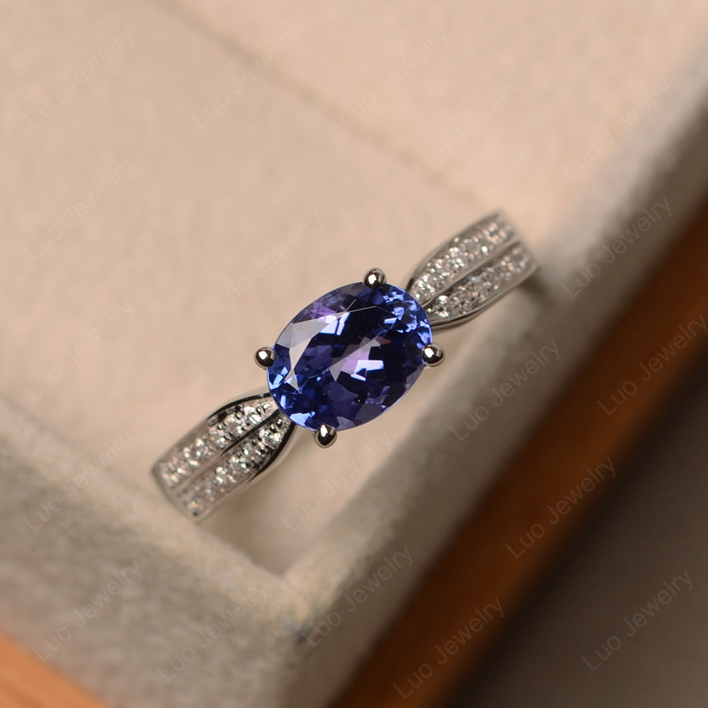 Oval Tanzanite Wedding East West Ring - LUO Jewelry