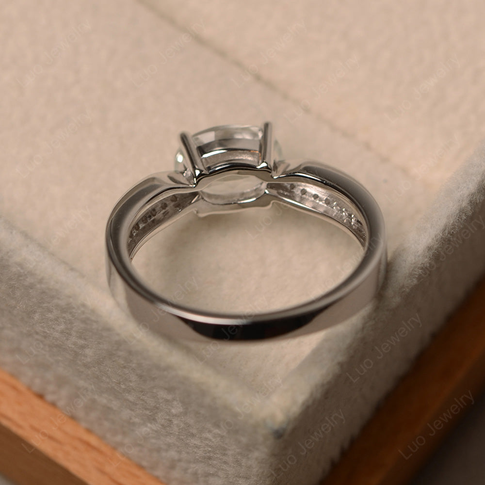 Oval White Topaz Wedding East West Ring - LUO Jewelry